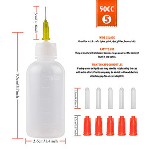 FJNATINH 30cc Needle Tip Squeeze Bottles - Precision Tip Applicator Bottle for Glue, Liquids, Paint, 5 Pack