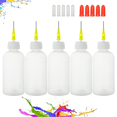 FJNATINH 30cc Needle Tip Squeeze Bottles - Precision Tip Applicator Bottle for Glue, Liquids, Paint, 5 Pack