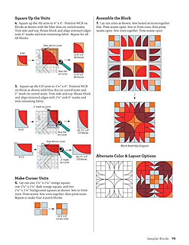 Wonderful Curves Sampler Quilt Block Book: 30 Blocks, 14 Projects, Endless Possibilities (Landauer) Mix and Match with Step-by-Step Instructions, Helpful Diagrams, and the Cut-Sew-Square Up Technique