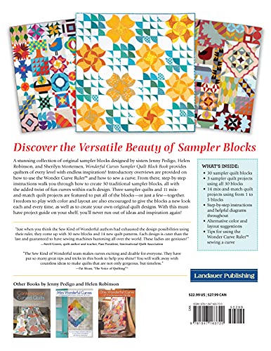 Wonderful Curves Sampler Quilt Block Book: 30 Blocks, 14 Projects, Endless Possibilities (Landauer) Mix and Match with Step-by-Step Instructions, Helpful Diagrams, and the Cut-Sew-Square Up Technique