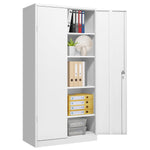 INTERGREAT Metal Storage Cabinet with 2 Doors and 4 Adjustable Shelves, Garage Storage Cabinet, Tall Steel Cabinet Locking Cabinet for Office,Home, Garage, Gym, School (White)