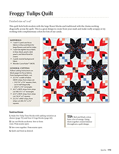 Wonderful Curves Sampler Quilt Block Book: 30 Blocks, 14 Projects, Endless Possibilities (Landauer) Mix and Match with Step-by-Step Instructions, Helpful Diagrams, and the Cut-Sew-Square Up Technique