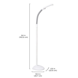 Verilux SmartLight Full Spectrum LED Modern Floor Lamp with Adjustable Brightness, Flexible Gooseneck and Easy Controls - Reduces Eye Strain and Fatigue - Ideal for Reading, Artists, Craft (White)