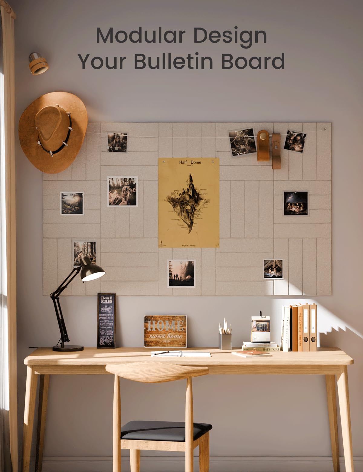 Fluxynara Felt Bulletin Board Tiles Large 48" x 36" Cork Board Alternative-12 Pack with 70 Adhesive Tabs, Thick Slat Wall Panels for Office Decor, Push Pin Board Wall Organizer Alternative -Oatmeal
