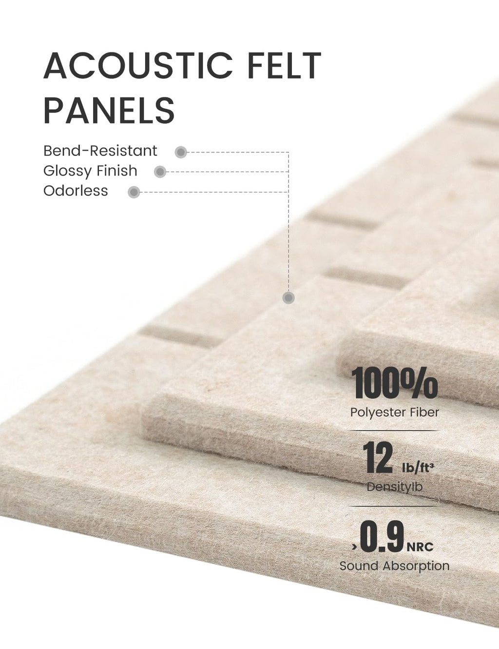 Fluxynara Felt Bulletin Board Tiles Large 48" x 36" Cork Board Alternative-12 Pack with 70 Adhesive Tabs, Thick Slat Wall Panels for Office Decor, Push Pin Board Wall Organizer Alternative -Oatmeal