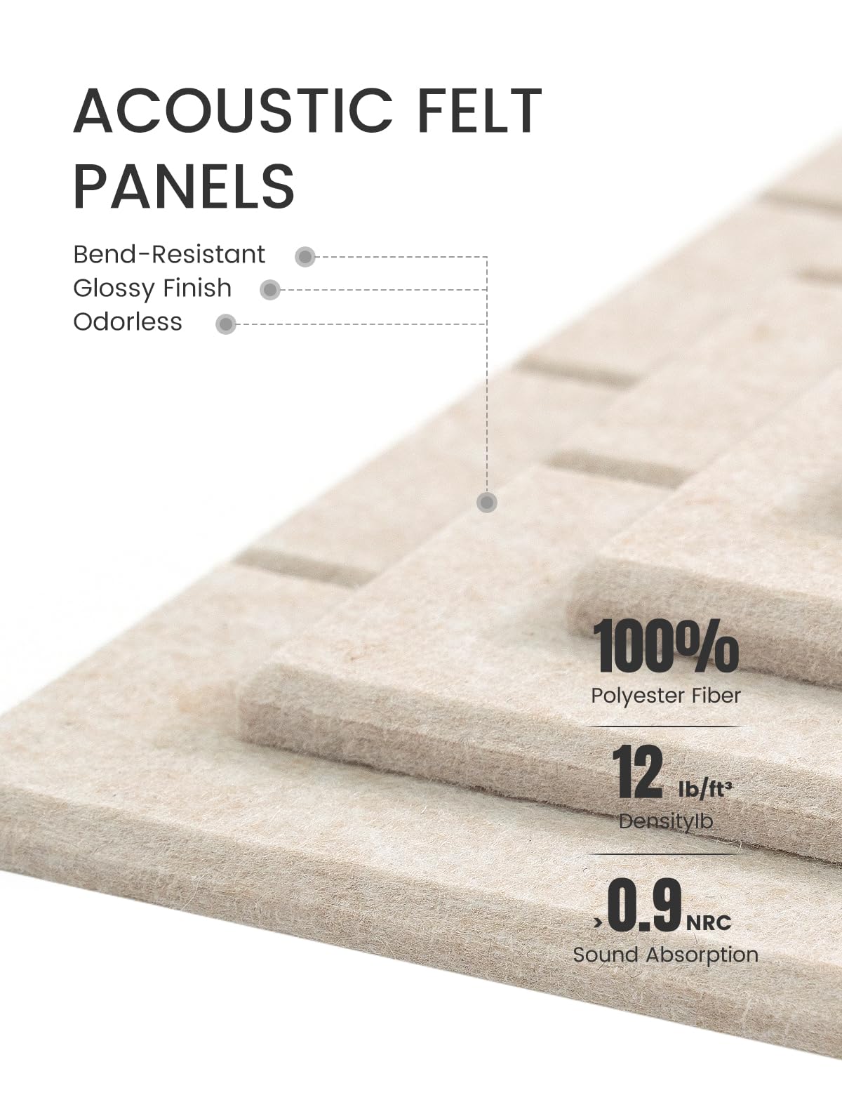Fluxynara Felt Bulletin Board Tiles Large 48" x 36" Cork Board Alternative-12 Pack with 70 Adhesive Tabs, Thick Slat Wall Panels for Office Decor, Push Pin Board Wall Organizer Alternative -Oatmeal