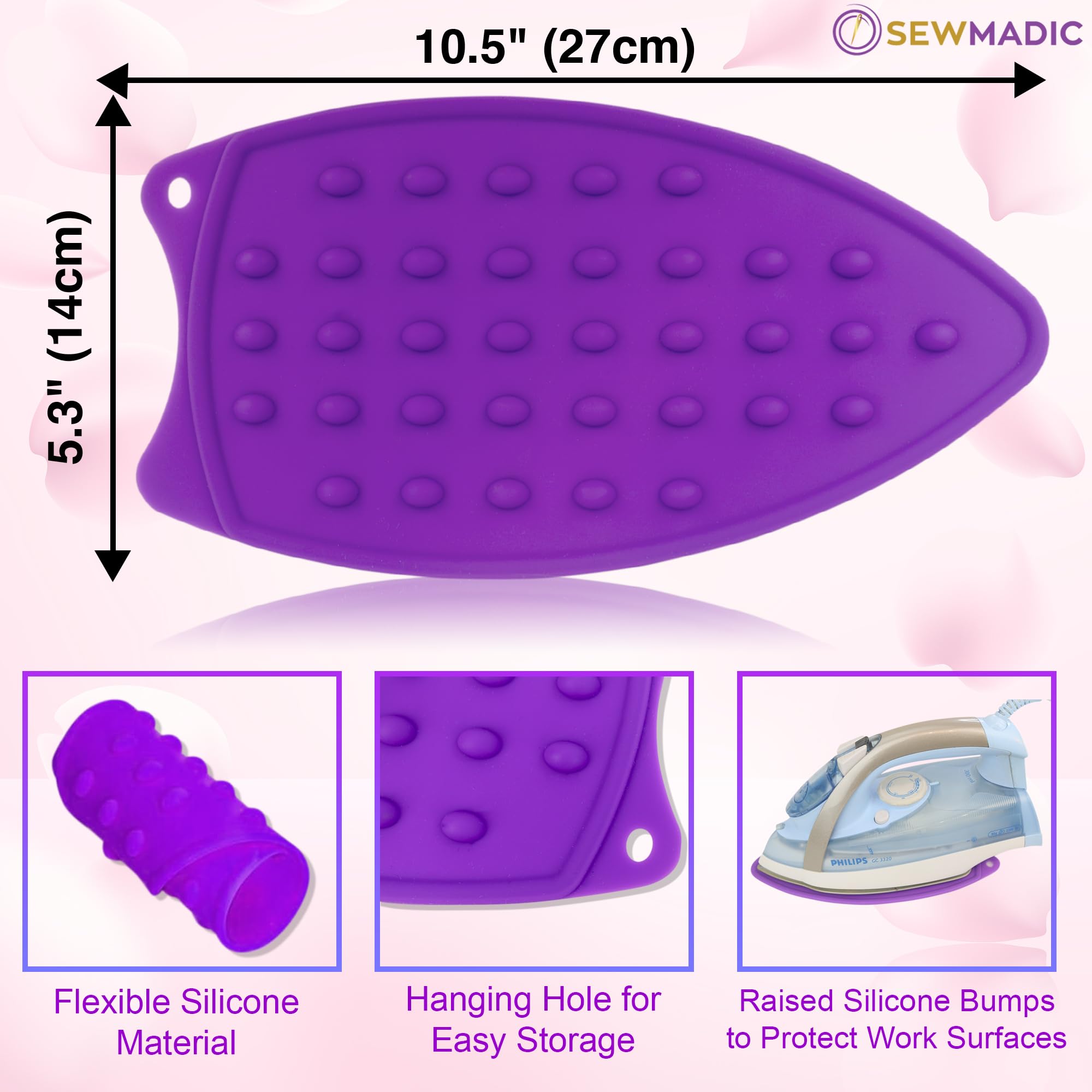 Wool Pressing Mat 10 x 10 Inch (25.4cm x 25.4cm) – 100% New Zealand Wool Quilting Ironing Pad – Portable, Odorless, Double-Sided Ironing Mat for Sewing & Embroidery – Includes Silicone Iron Rest