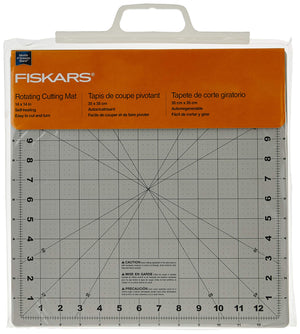 Fiskars Rotating Cutting Mat - 14" x 14" Grid to Cut Fabric Squares Easily - Perfect for Quilting, Sewing and Craft Projects - Self-Healing Mat - Gray