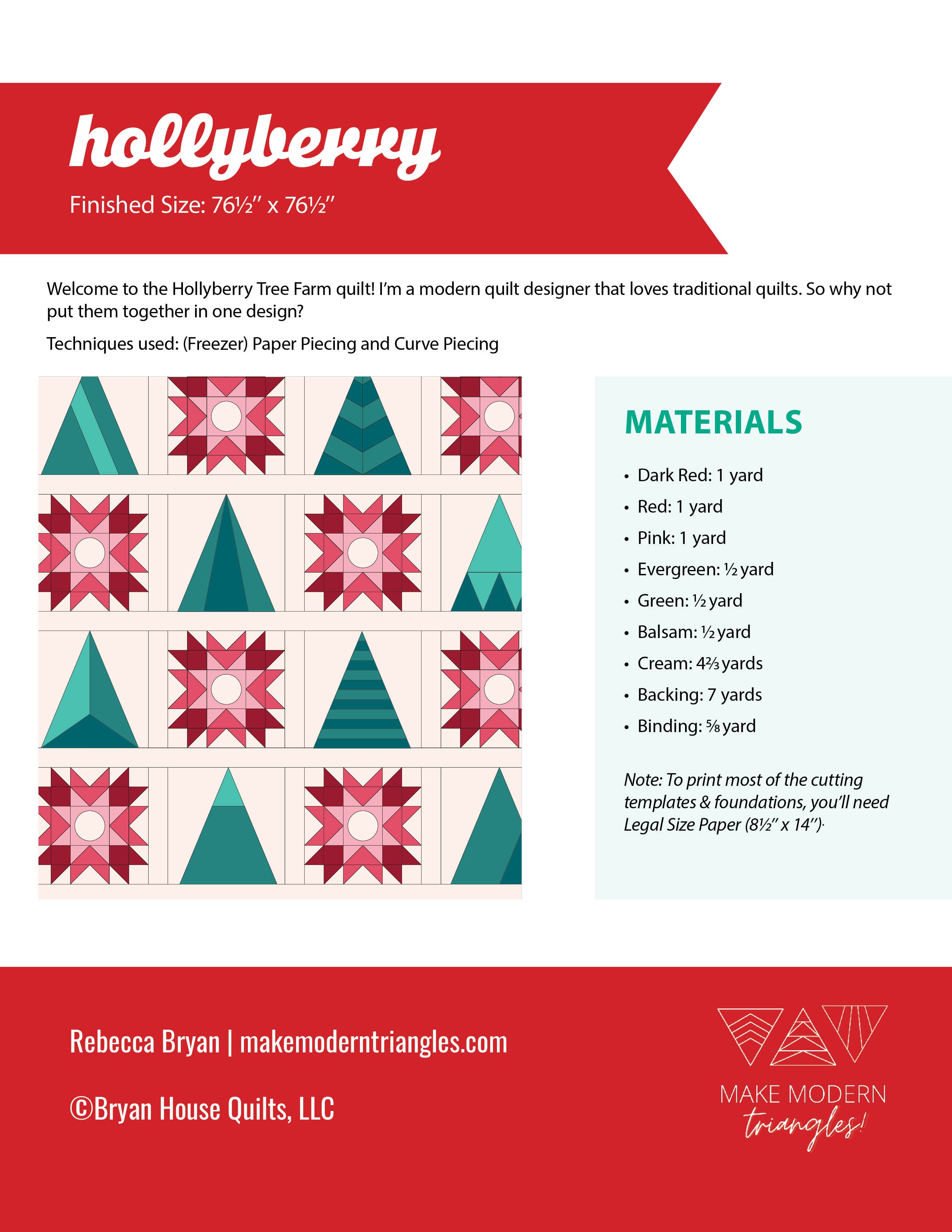 Hollyberry Tree Farm Quilt Pattern