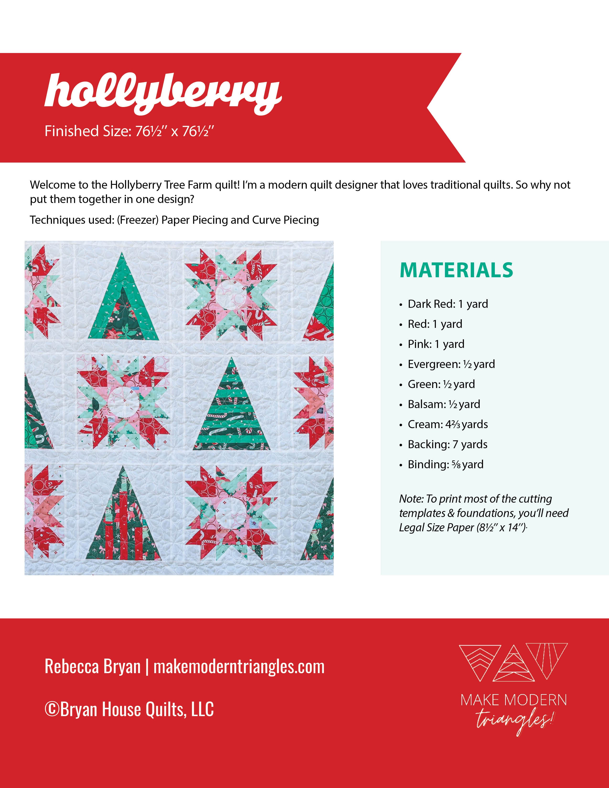 Hollyberry Tree Farm Quilt Pattern