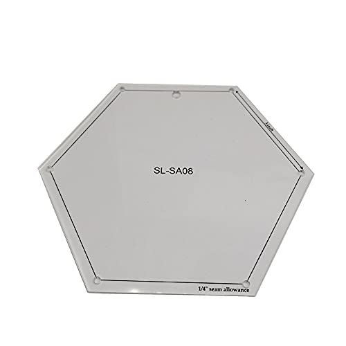 HONEYSEW 1/4" Seam Allowance Hexagon Template Set for Quilting 8 Size Sewing Rulers