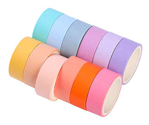 30 Rolls Washi Masking Tape Set, 15mm Wide Colorful Rainbow Tape, Decorative Writable Craft Tape for DIY Scrapbook Designs