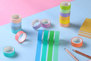 30 Rolls Washi Masking Tape Set, 15mm Wide Colorful Rainbow Tape, Decorative Writable Craft Tape for DIY Scrapbook Designs