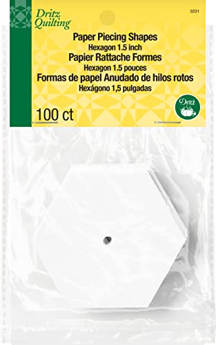 Dritz Quilting 3231 Paper Piecing Shapes, Hexagon, 1-1/2-Inch (100-Count), White