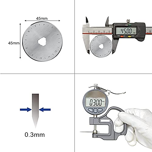 HEADLEY TOOLS 45mm Rotary Cutter Blades 10 Pack Fits Olfa, Fiskars, Replacement Rotary Blade for Arts Crafts Quilting Scrapbooking Sewing, Sharp and Durable