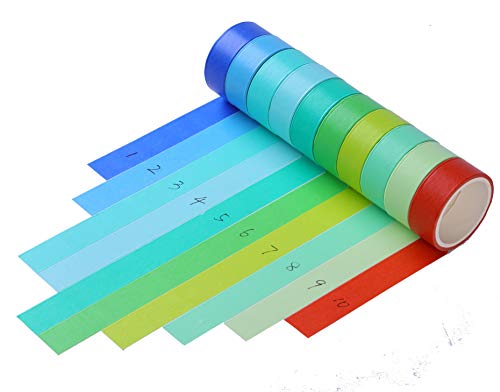 30 Rolls Washi Masking Tape Set, 15mm Wide Colorful Rainbow Tape, Decorative Writable Craft Tape for DIY Scrapbook Designs