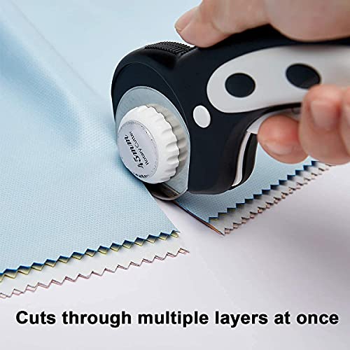 Headley Tools 45mm Rotary Cutter with 5pcs Extra Blades Ergonomic Handle Rolling Cutter with Safety Lock for Fabric Leather Crafting Sewing Quilting F