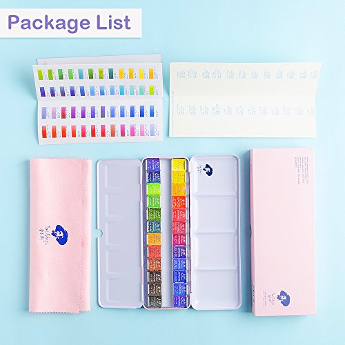 24 Colors Paul Rubens Watercolor Paint Artist Grade Solid Cakes Travel Pocket Set Painting Paint with Metal Box Case