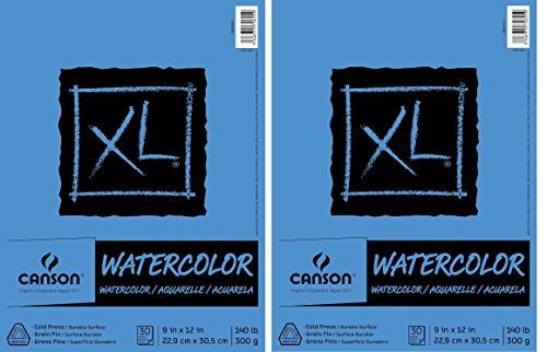 2 X Canson Watercolor Paper Pad, 30-Sheet, 9-Inch by 12-Inch, X-Large