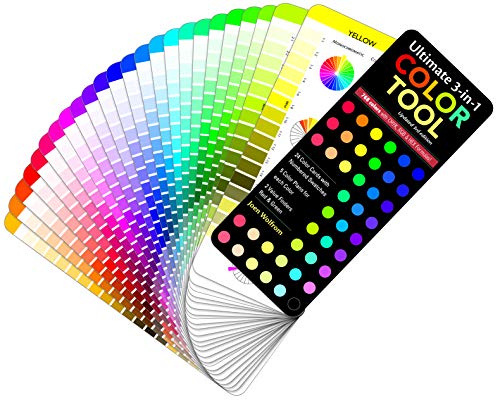 Ultimate 3-in-1 Color Tool: -- 24 Color Cards with Numbered Swatches -- 5 Color Plans for each Color -- 2 Value Finders Red & Green