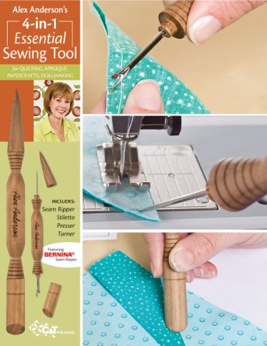 C&T PUBLISHING Alex Anderson's 4-in-1 Essential Sewing Tool: Includes Seam Ripper, Stiletto, Presser, and Turner (20109)