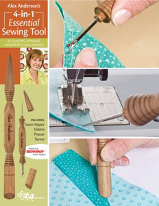 C&T PUBLISHING Alex Anderson's 4-in-1 Essential Sewing Tool: Includes Seam Ripper, Stiletto, Presser, and Turner (20109)