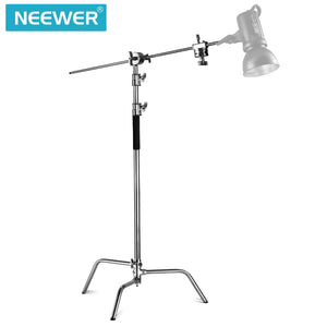 Neewer Pro 100% Metal Max Height 10ft/305cm Adjustable Reflector Stand with 4ft/120cm Holding Arm and 2 Pieces Grip Head for Photography Studio Video Reflector, Monolight and Other Equipment