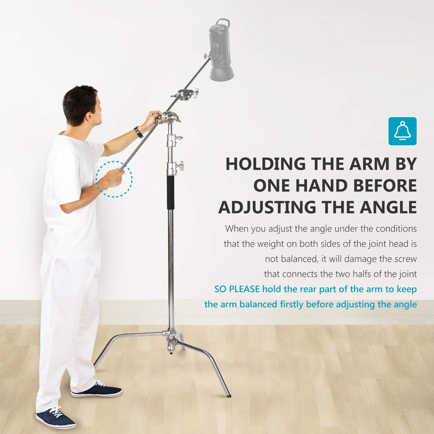 Neewer Pro 100% Metal Max Height 10ft/305cm Adjustable Reflector Stand with 4ft/120cm Holding Arm and 2 Pieces Grip Head for Photography Studio Video Reflector, Monolight and Other Equipment