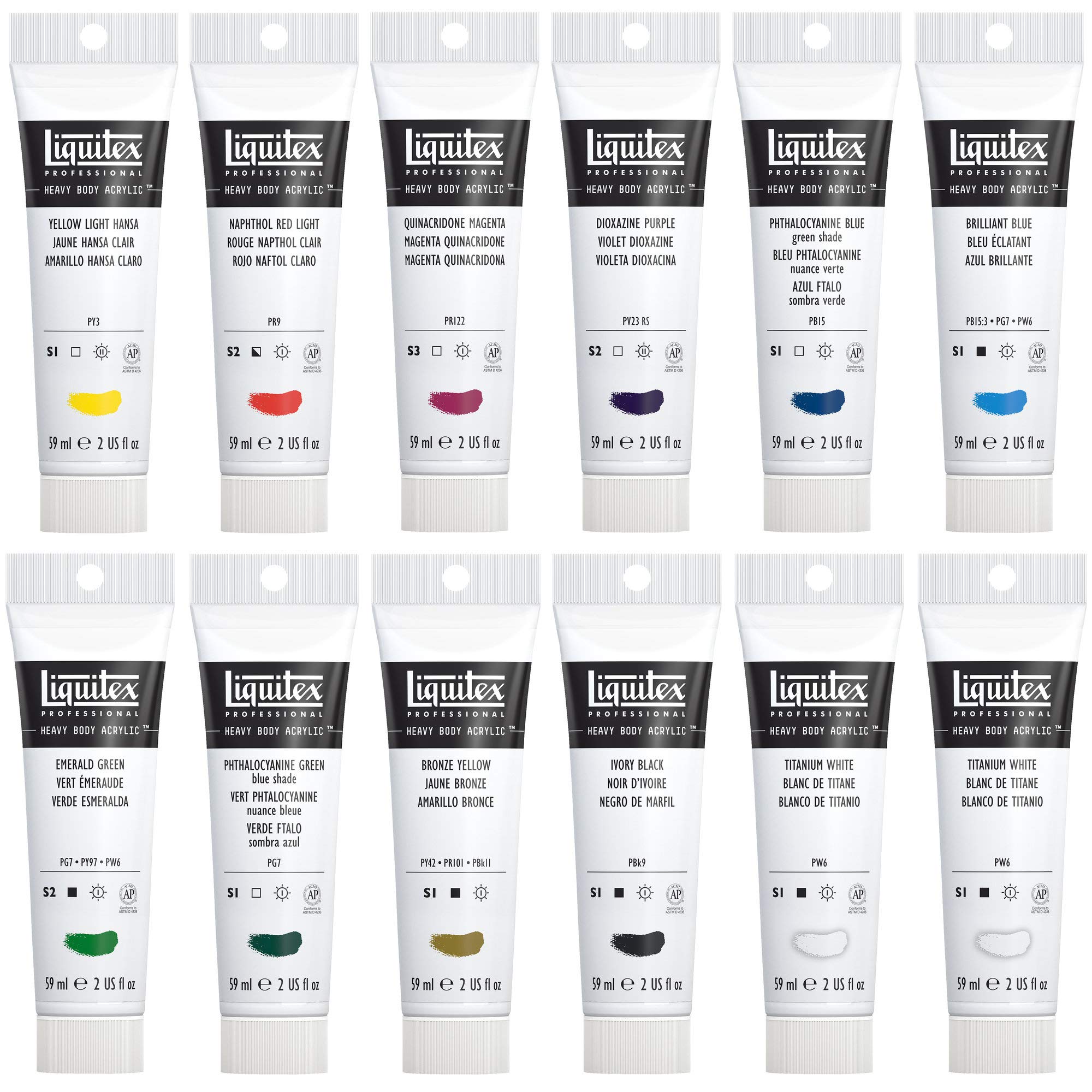 Liquitex Professional Heavy Body Acrylic Paint Classic Set, 12 Colors