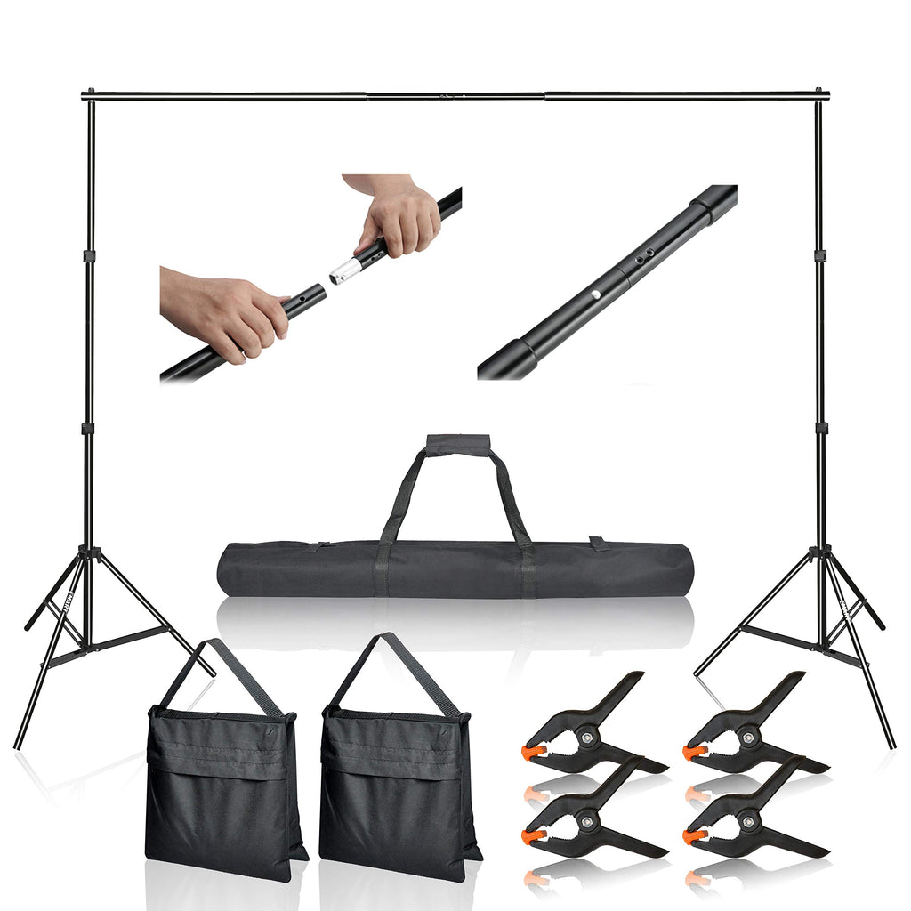 Emart Photo Video Studio 10Ft Adjustable Background Stand Backdrop Support System Kit with Carry Bag