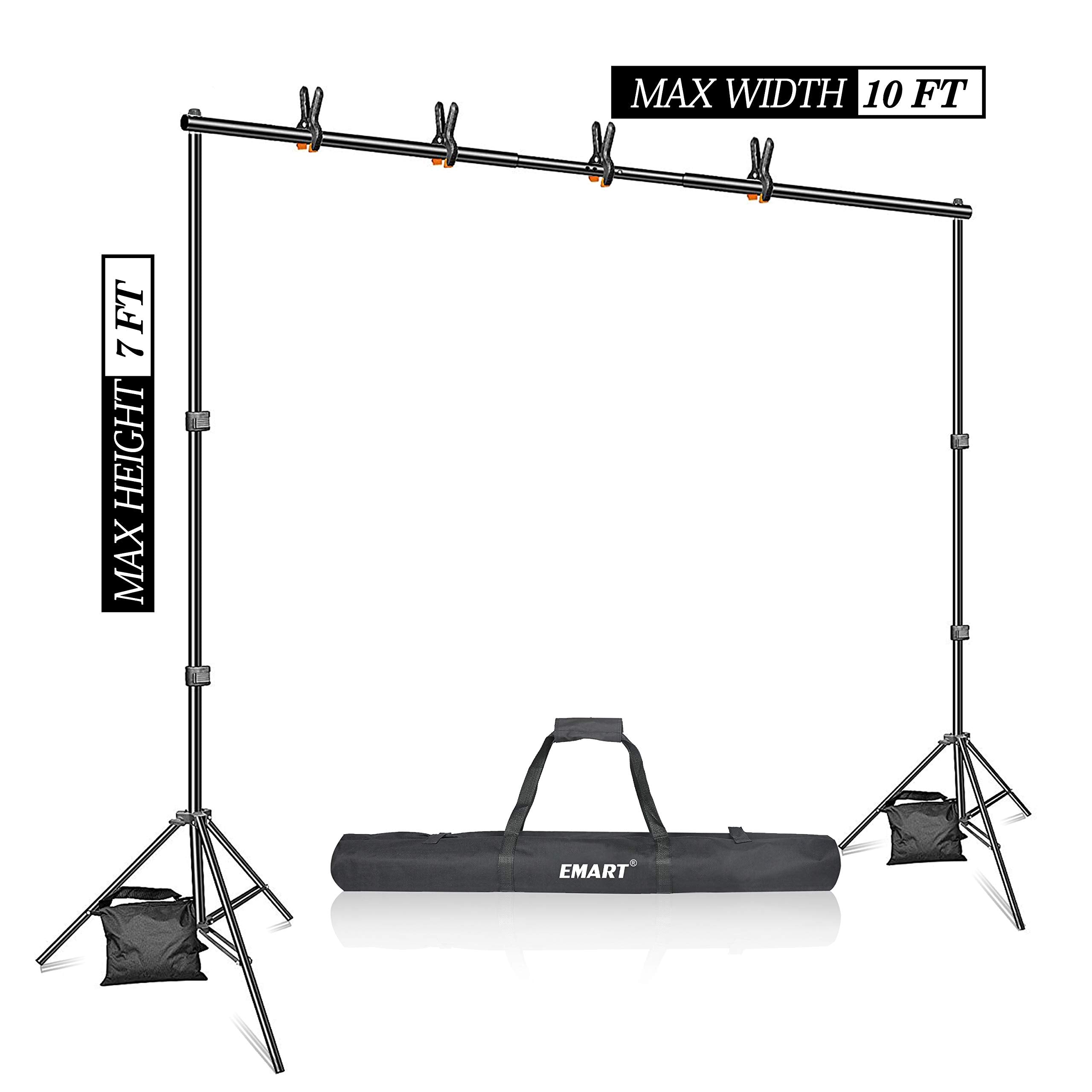 Emart Photo Video Studio 10Ft Adjustable Background Stand Backdrop Support System Kit with Carry Bag