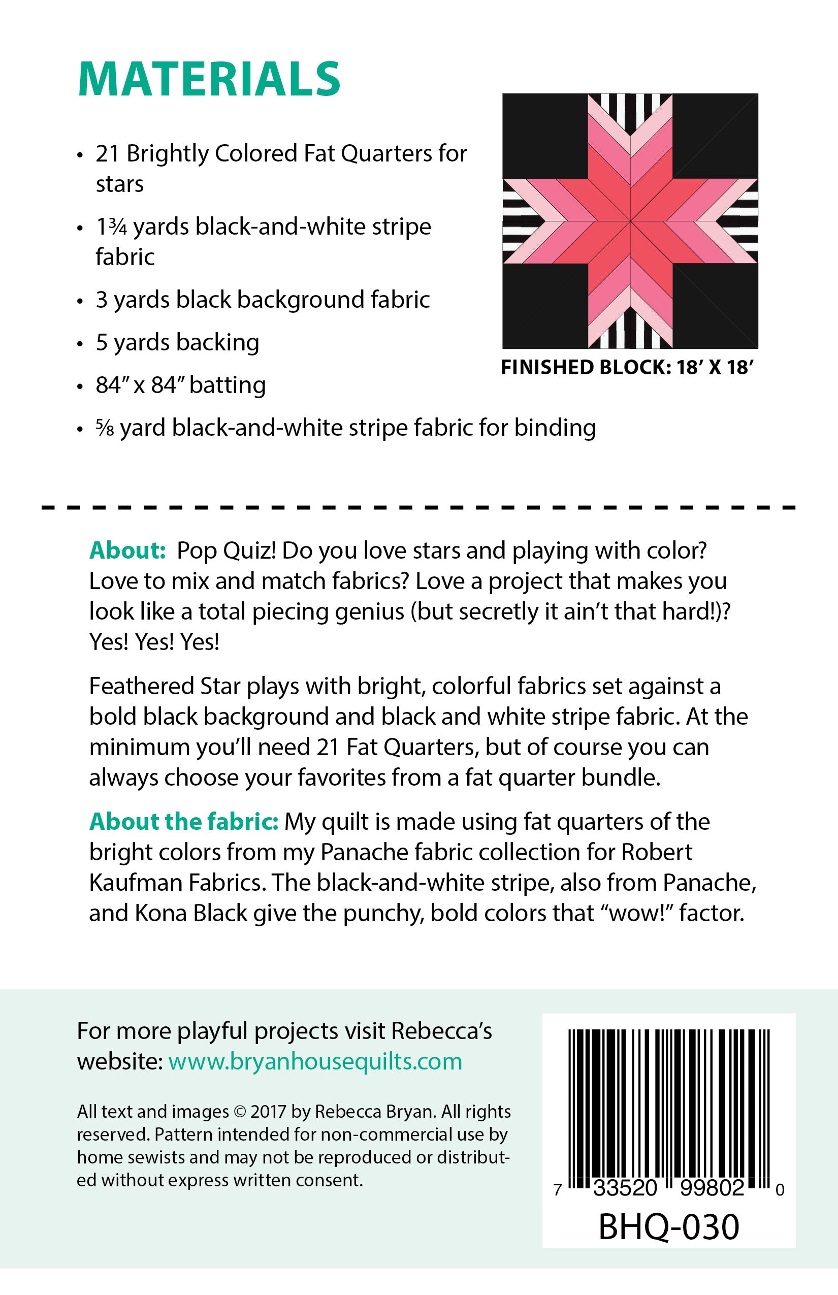 Feathered Star PDF Pattern