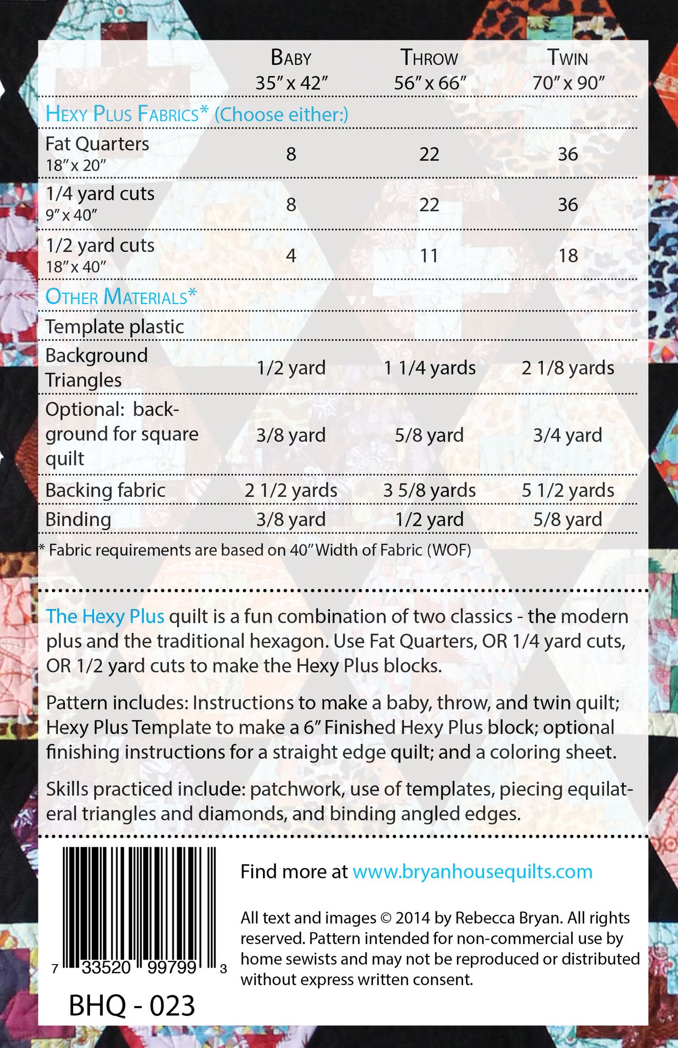 Hexy Plus Quilt Pattern