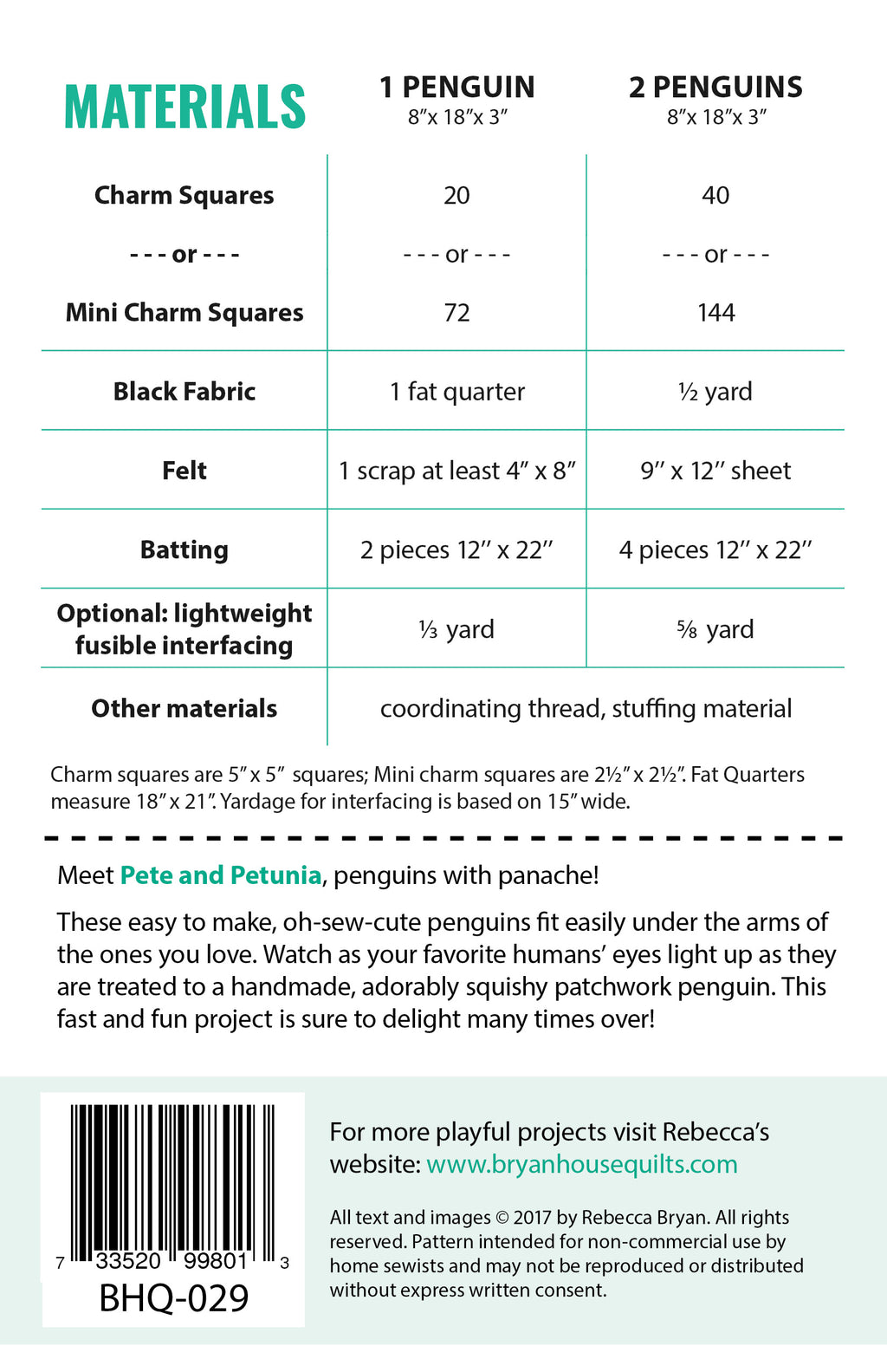 Pete & Petunia PDF Pattern