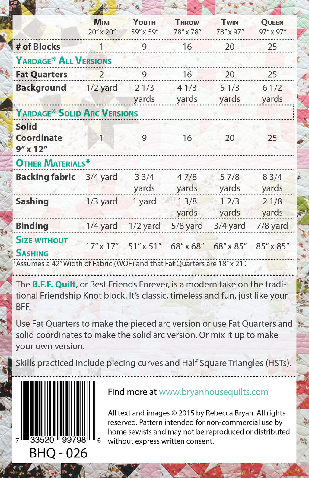 B.F.F. Quilt Pattern