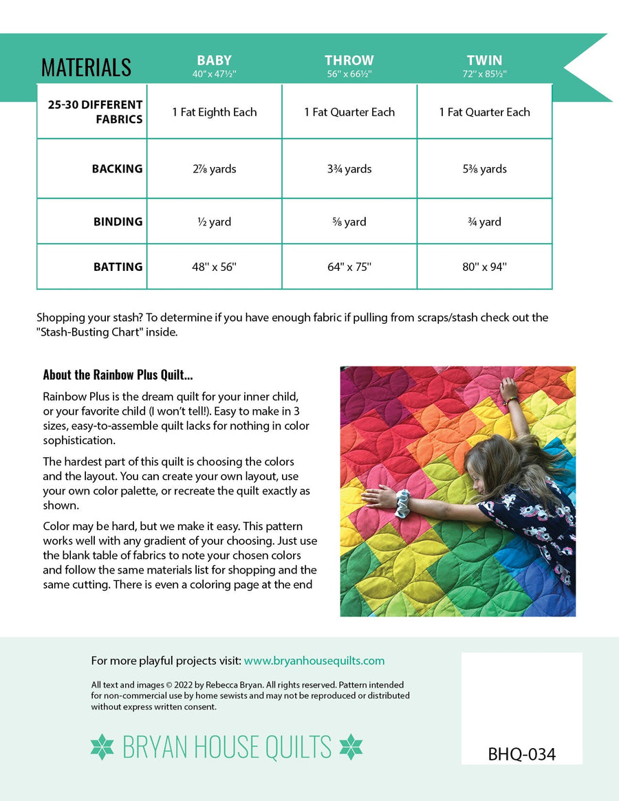 Rainbow Plus Quilt PDF Pattern – Bryan House Quilts